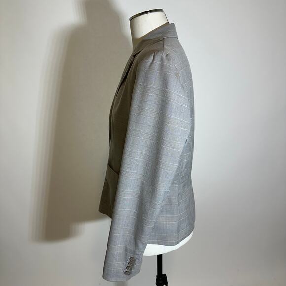 Tailor B. Moss Gray Plaid 3 Button Blazer Suit Jacket Womens Size 12 Career Work - Picture 5 of 11